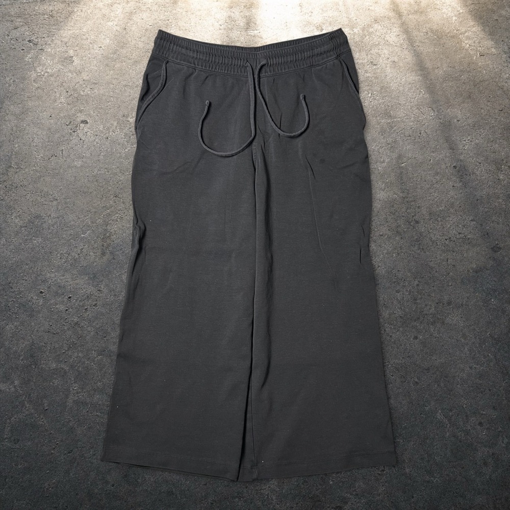 Lands End Wide Leg Baggy Sweatpants Black Charcoal Skater Y2K Size Medium 10-12